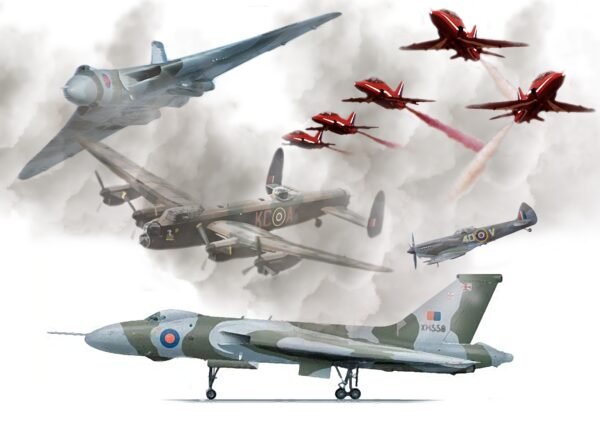 Red Arrows, Vulcan, Spitfire plus two others