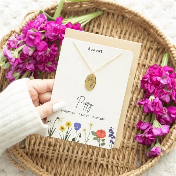 August Poppy Birth Flower Necklace Card - Image 5
