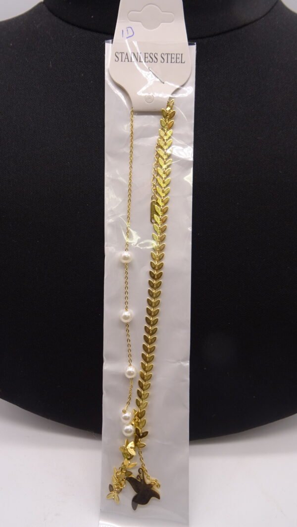 Stainless Steel necklace with mother of pearl butterfly - Image 2
